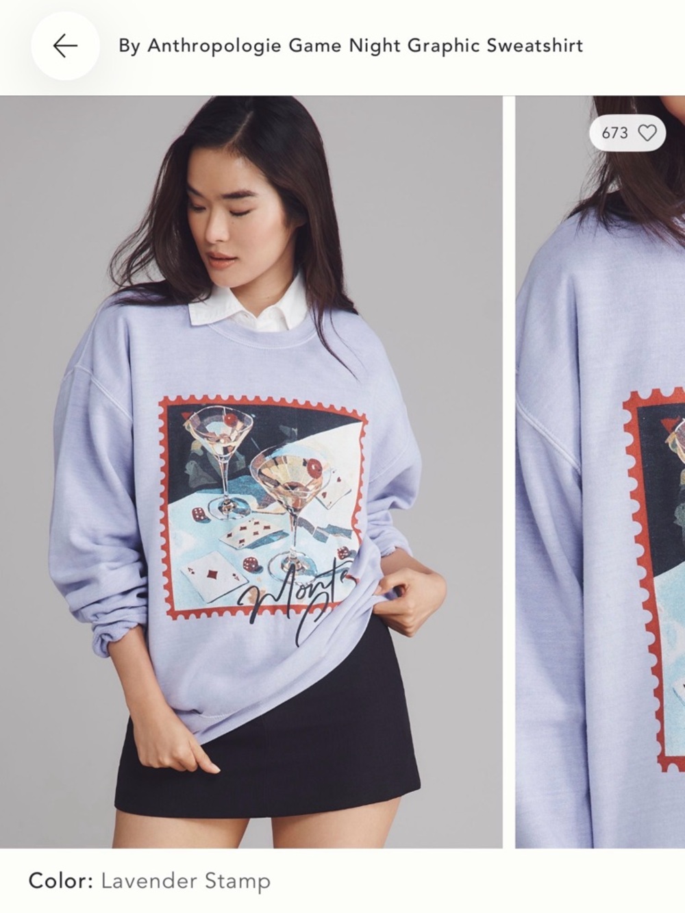NWT! Anthropologie Lavender Game Night Graphic Sweatshirt